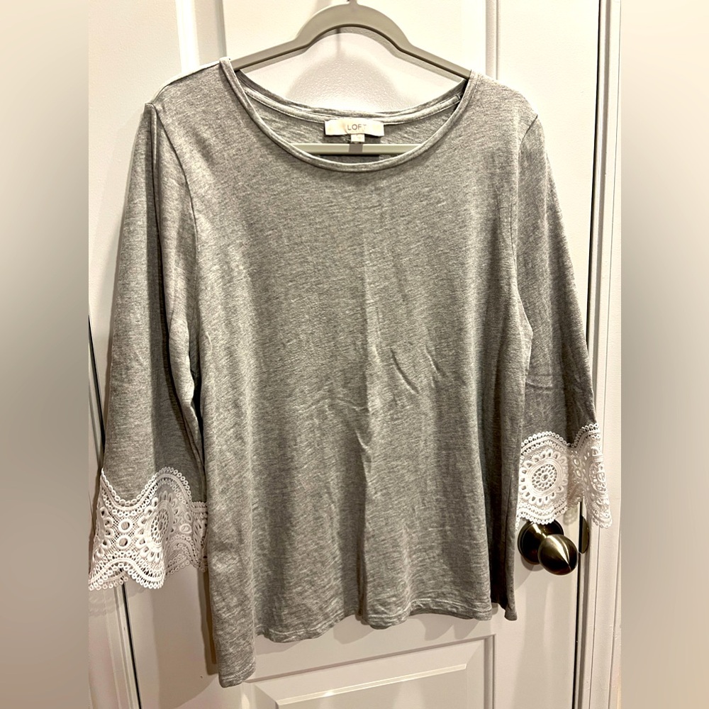 Loft Grey Top with Lace